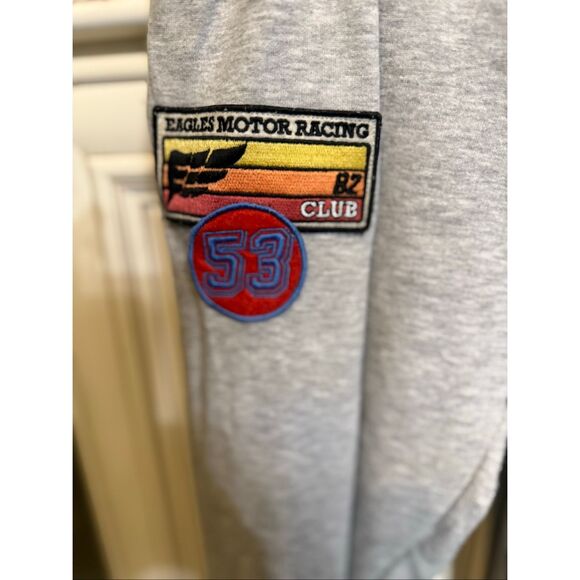 TopShop Women's Gray Patchwork Track Badge Joggers Sweatpants Size 6 - Picture 3 of 11